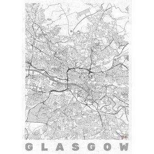 Mapa Glasgow, Hubert Roguski, (30 x 40 cm)