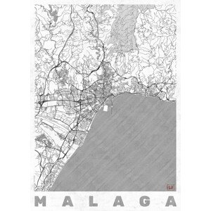 Mapa Malaga, Hubert Roguski, (30 x 40 cm)