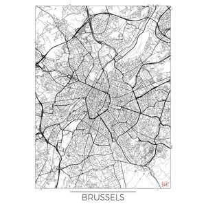 Mapa Brussels, Hubert Roguski, (30 x 40 cm)