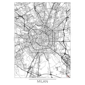 Mapa Milan, Hubert Roguski, (30 x 40 cm)