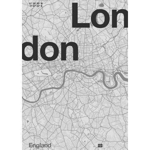 Bodart, Florent - Obrazová reprodukce London Minimal Map, (30 x 40 cm)