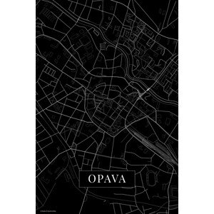 Mapa Opava black, (26.7 x 40 cm)