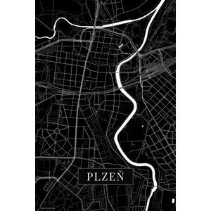Mapa Plzen black, (26.7 x 40 cm)