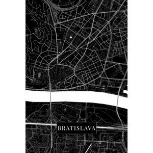 Mapa Bratislava black, (26.7 x 40 cm)