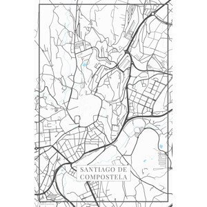Mapa Santiago de Compostela white, (26.7 x 40 cm)