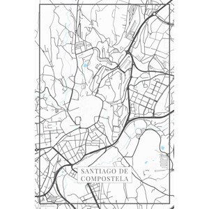 Mapa Santiago de Compostela white, (26.7 x 40 cm)