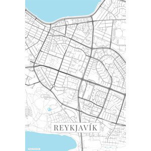 Mapa Reykjavik white, (26.7 x 40 cm)