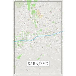 Mapa Sarajevo color, (26.7 x 40 cm)