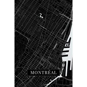 Mapa Montreal black, (26.7 x 40 cm)