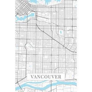 Mapa Vancouver white, (26.7 x 40 cm)