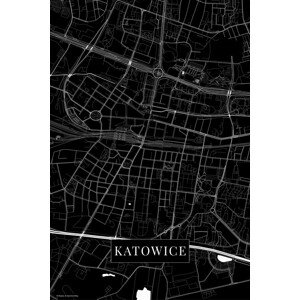 Mapa Katovice black, (26.7 x 40 cm)