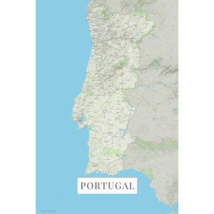 Mapa Portugal color, (26.7 x 40 cm)