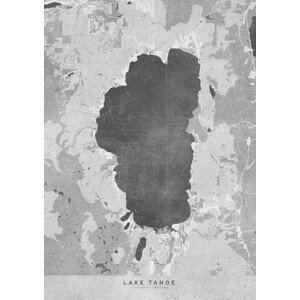 Mapa Gray vintage map of Lake Tahoe, Blursbyai, (30 x 40 cm)