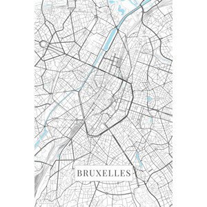 Mapa Bruxelles white, (26.7 x 40 cm)