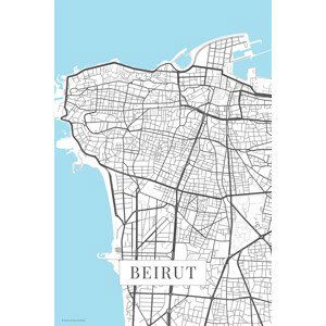Mapa Beirut white, (26.7 x 40 cm)