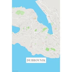 Mapa Dubrovnik color, (26.7 x 40 cm)