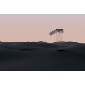 Umělecká fotografie Render of a piece of glass alone in the desert with a cloth series 3, Javier Pardina, (40 x 26.7 cm)