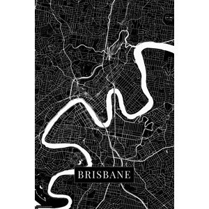 Mapa Brisbane black, POSTERS, (26.7 x 40 cm)