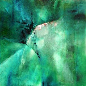 Ilustrace moody blue in green, Annette Schmucker, (40 x 40 cm)