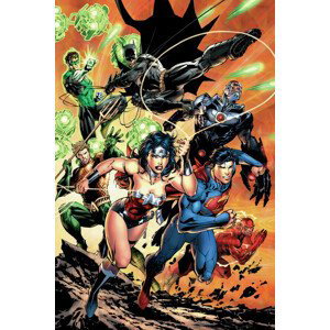 Umělecký tisk Justice League - Charge, (26.7 x 40 cm)