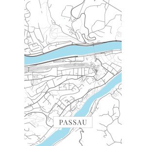 Mapa Passau white, POSTERS, (26.7 x 40 cm)