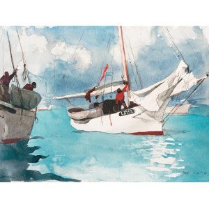 Obrazová reprodukce Fishing Boats in Key West (Sailing on the Bright Blue Sea) - Winslow Homer, (40 x 30 cm)