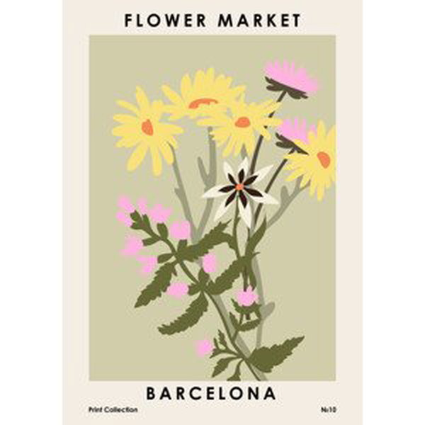 Ilustrace Flower Market Barcelona, NKTN, (30 x 40 cm)
