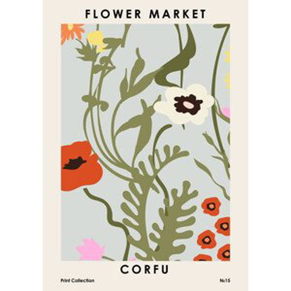 Ilustrace Flower Market Corfu, NKTN, (30 x 40 cm)