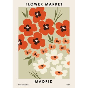 Ilustrace Flower Market Madrid, NKTN, (30 x 40 cm)