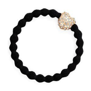 By Eloise London Gumička Gold Diamanté Bubble Heart Black 1 ks