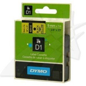 Originální páska do tiskárny Dymo  štítků, Dymo, 40918, S0720730, černý tisk/žlutý podklad, 7m, 9mm, D1