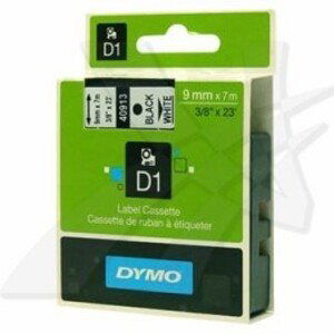 Originální páska do tiskárny Dymo  štítků, Dymo, 40913, S0720680, černý tisk/bílý podklad, 7m, 9mm, D1