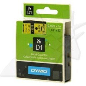 Originální páska do tiskárny Dymo  štítků, Dymo, 45018, S0720580, černý tisk/žlutý podklad, 7m, 12mm, D1