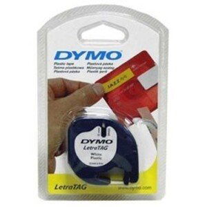 Originální páska do tiskárny Dymo  štítků, Dymo, 59421, S0721500, černý tisk/bílý podklad, 4m, 12mm, LetraTag papírová páska