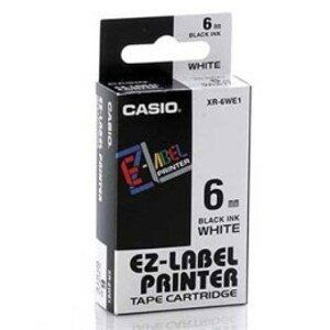 Originální páska do tiskárny Casio  štítků, Casio, XR-6WE1, černý tisk/bílý podklad, nelaminovaná, 8m, 6mm
