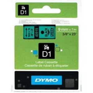 Originální páska pro DYMO 40919, S0720740, černý tisk/zelený podklad, 7m, 9mm, D1