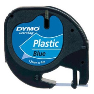 Originální páska pro Dymo, S0721650, černý tisk/modrý podklad, 4m, 12mm, LetraTag plastová páska