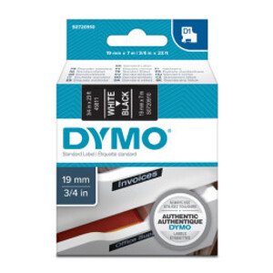 Originální páska pro DYMO 45811 D1 19 mm bílý tisk/černý podklad