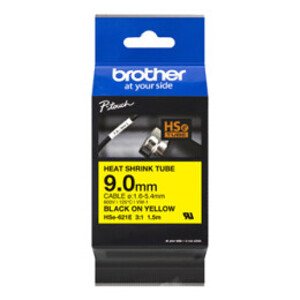 Originální páska pro Brother HSE-621E, černý tisk/žlutý podklad, 1.5m, 9mm