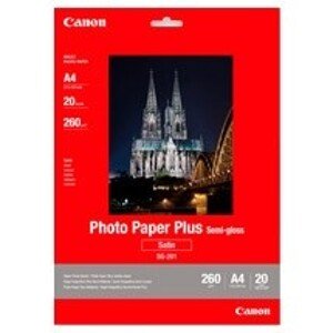 Canon Photo Paper Plus Semi-Glossy, foto papír, pololesklý, saténový, bílý, A4, 260 g/m2, 20 ks, SG-201 A4, inkoustový