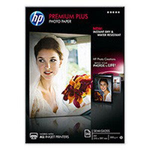 HP Premium Plus Semi-Gloss Photo Paper, foto papír, pololesklý, bílý, A4, 300 g/m2, 20 ks, CR673A, inkoustový