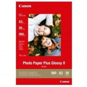 Canon Photo Paper Plus Glossy II, foto papír, lesklý, bílý, A3, 260 g/m2, 20 ks, PP-201 A3, inkoustový