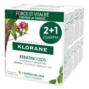 Klorane KERATINcaps TRIO (2+1 zdarma), 3měsíční kúra 90 tobolek