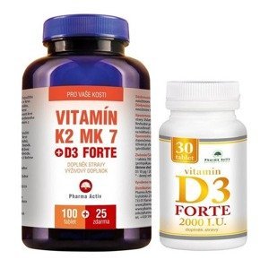Pharma Activ Vitamín K2 MK-7 + D3 FORTE 125 tablet + Vitamín D3 Forte 2000 IU 30 tablet