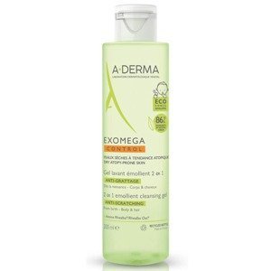 A-Derma Exomega Control Zvláčňující mycí gel pro suchou kůži se sklonem k atopii 2v1 200 ml