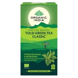 Organic India Tulsi – Bazalka posvátná se zeleným čajem BIO 25 sáčků