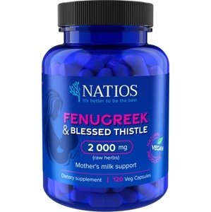 Natios Fenugreek & Blessed Thistle Extract - Pískavice & Benedikt 2000 mg 120 veganských kapslí