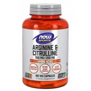 Now Arginin 500 mg a Citrulin 250 mg 120 rostlinných kapslí