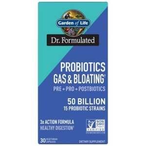 Garden of Life Dr. Formulated Probiotics Gas and Bloating – Probiotika proti plynatosti a nadýmání 50 miliard CFU 30 kapslí