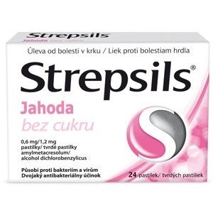 Strepsils Jahoda bez cukru 0,6 mg/1,2 mg 24 pastilek